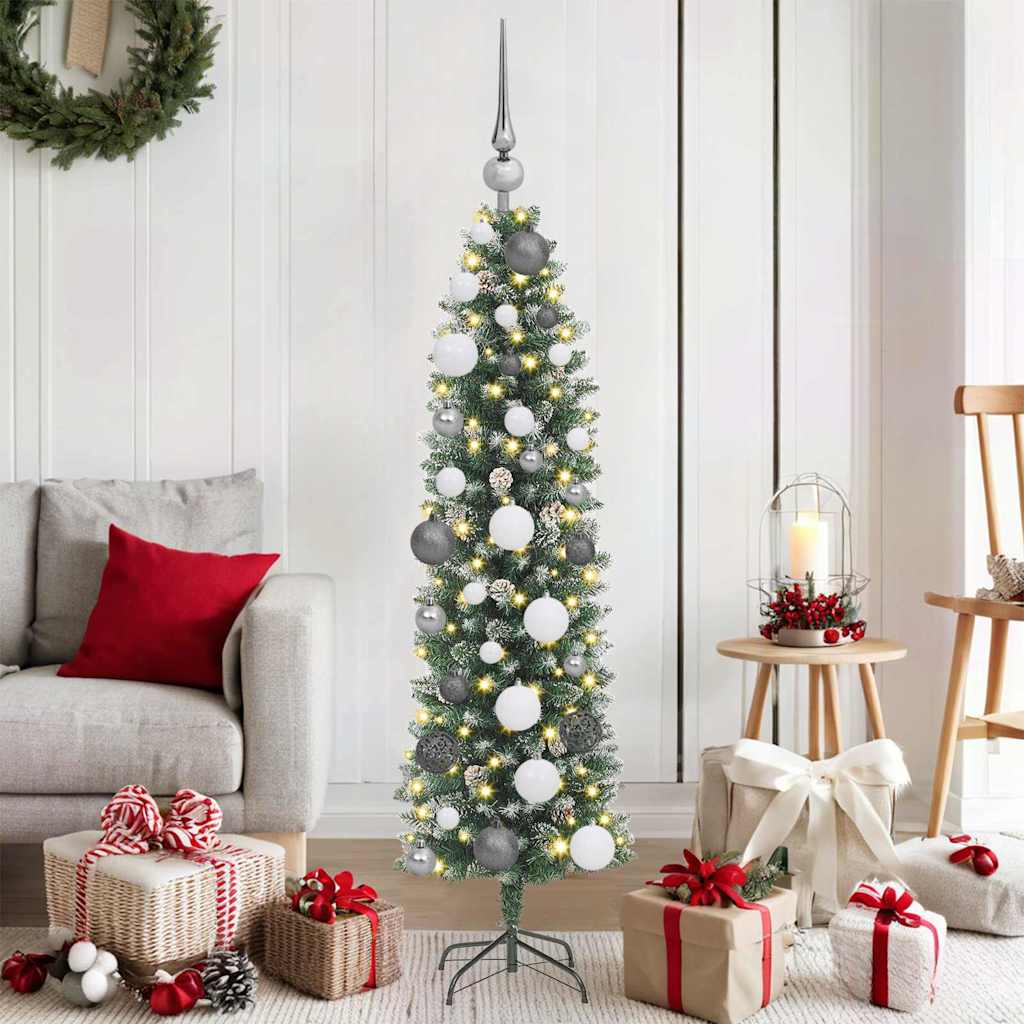 Artificial Slim Christmas Tree with 150 LEDs Green 120 cm